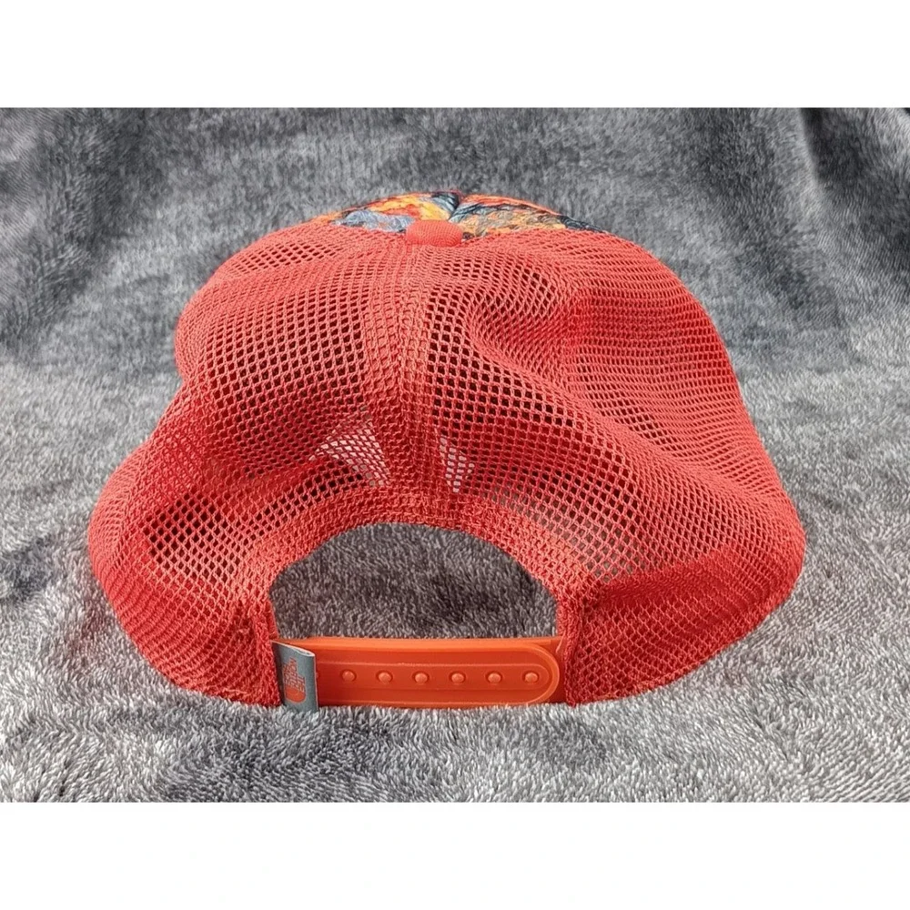 The North Face Mesh Trucker Hat Orange Camo‎ Logo Snapback Unisex One Size